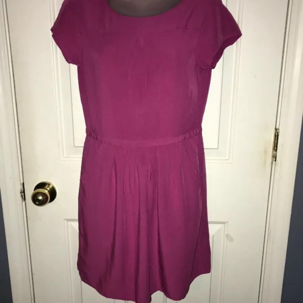 J. Crew Pink SS Pleated Dress Size 0